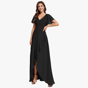Ever Pretty Black Faux Asymmetrical Wrap Gown